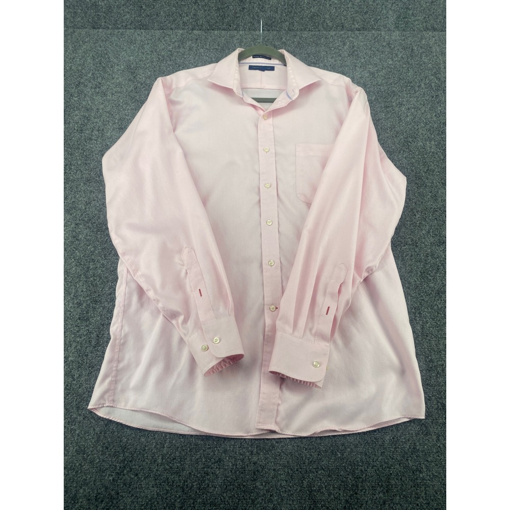 Tommy Hilfiger Dress Shirt Mens 16 34-35 Pink Non Iron Cotton Regular Fit Solid